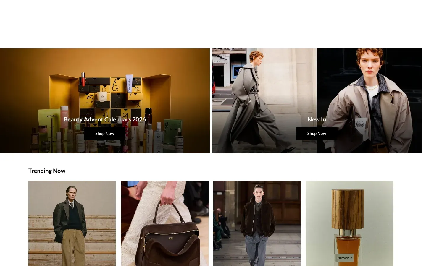 Harvey Nichols website home page