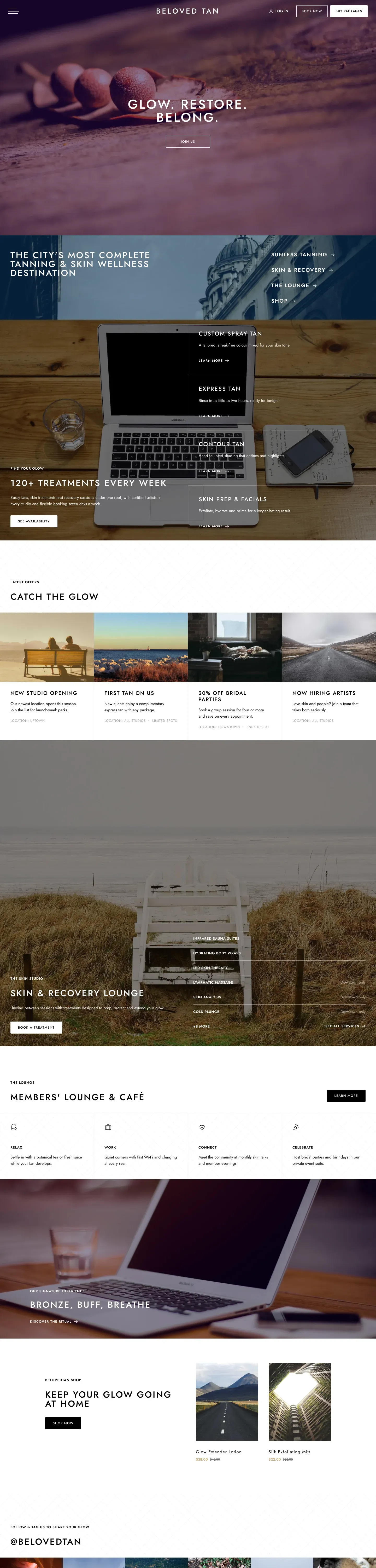 Beloved Tan website home page