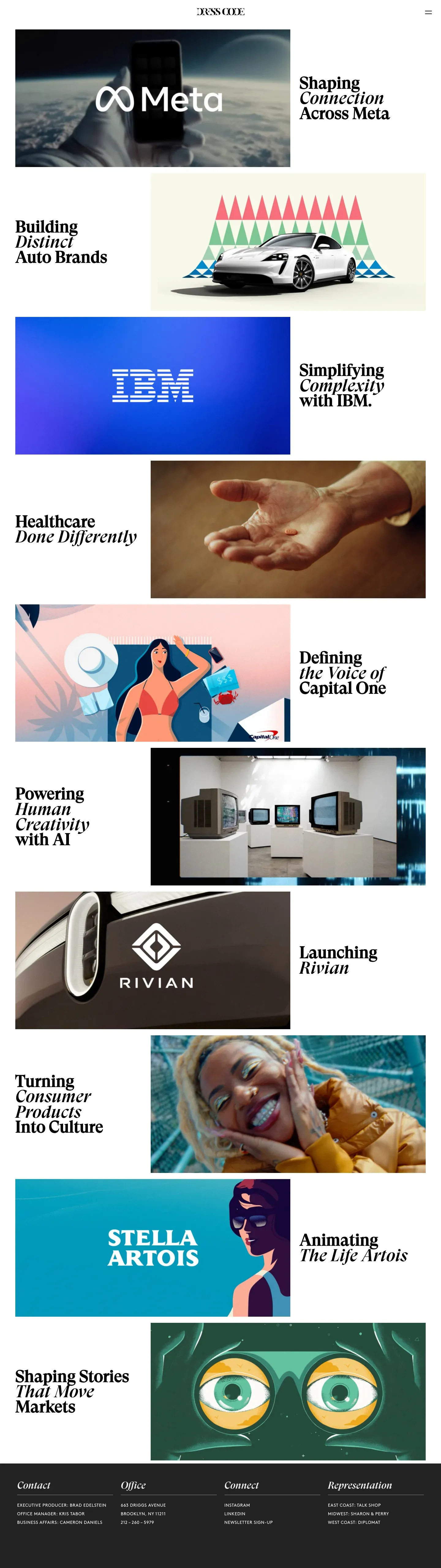 Dress Code NY website home page