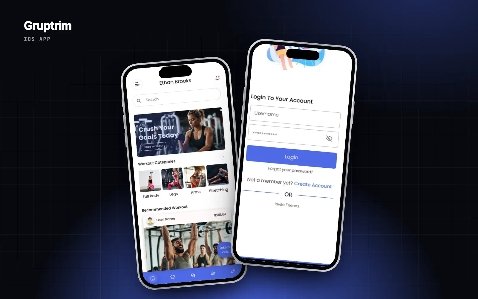 Gruptrim mobile app design