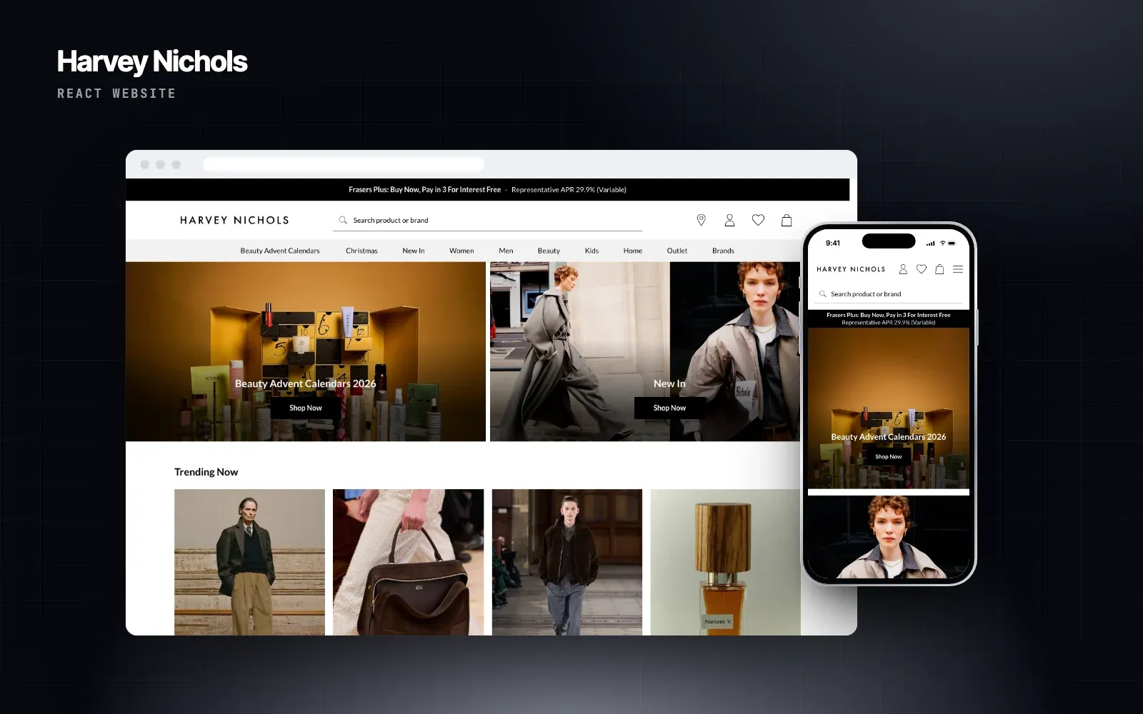 Harvey Nichols website design