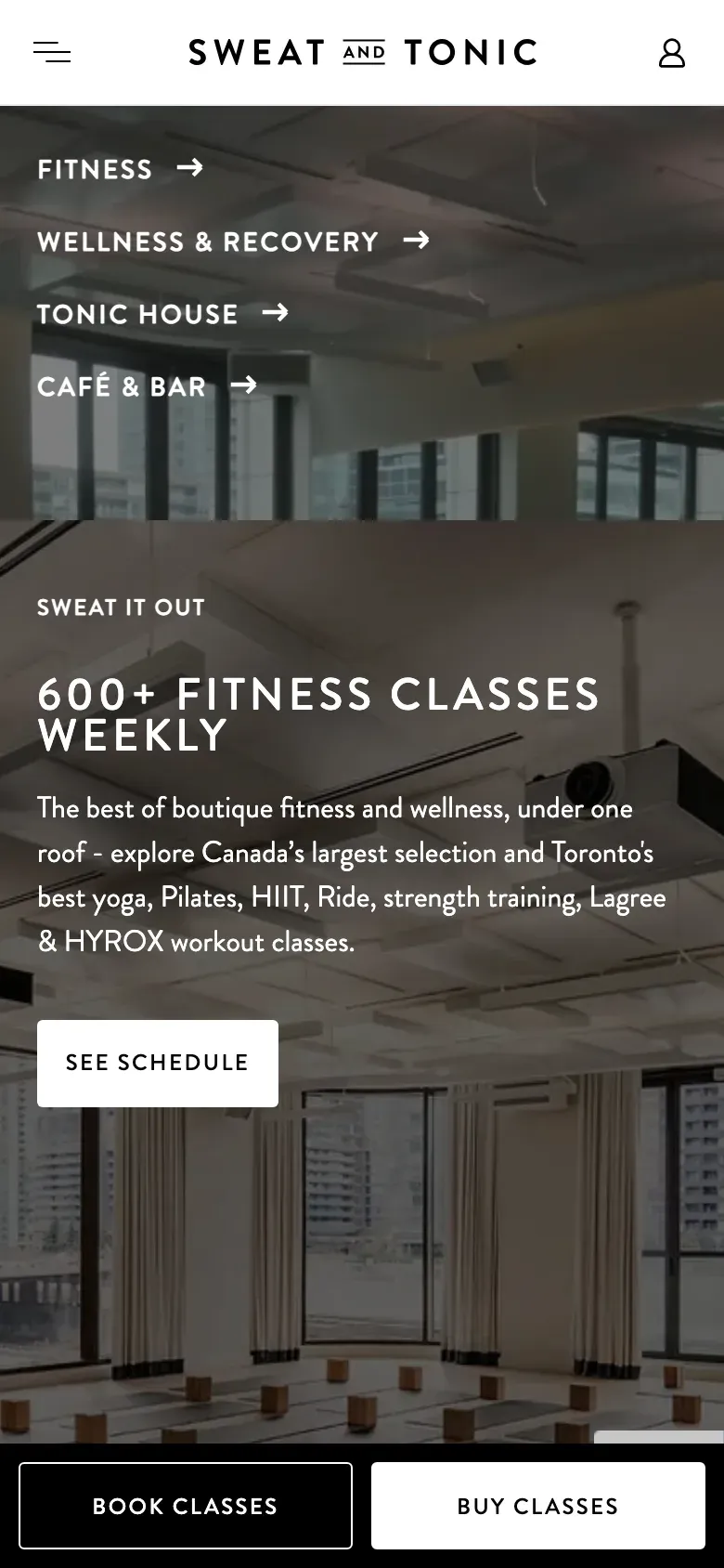 Sweat & Tonic website on a phone (2)