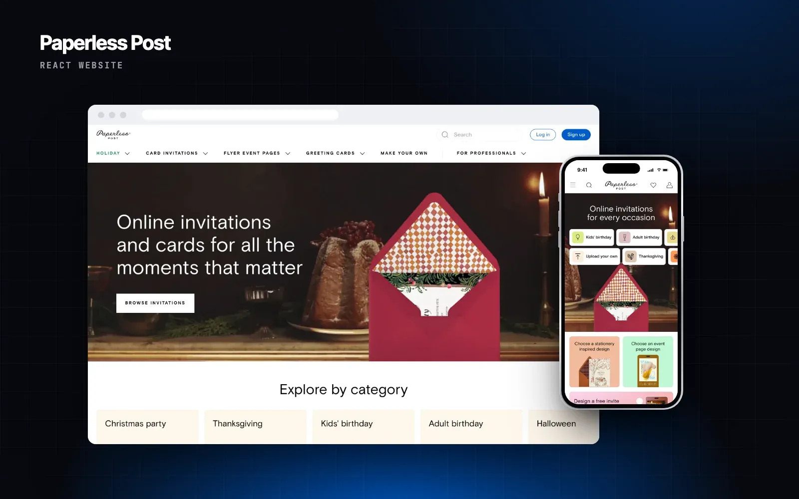 Paperless Post website design